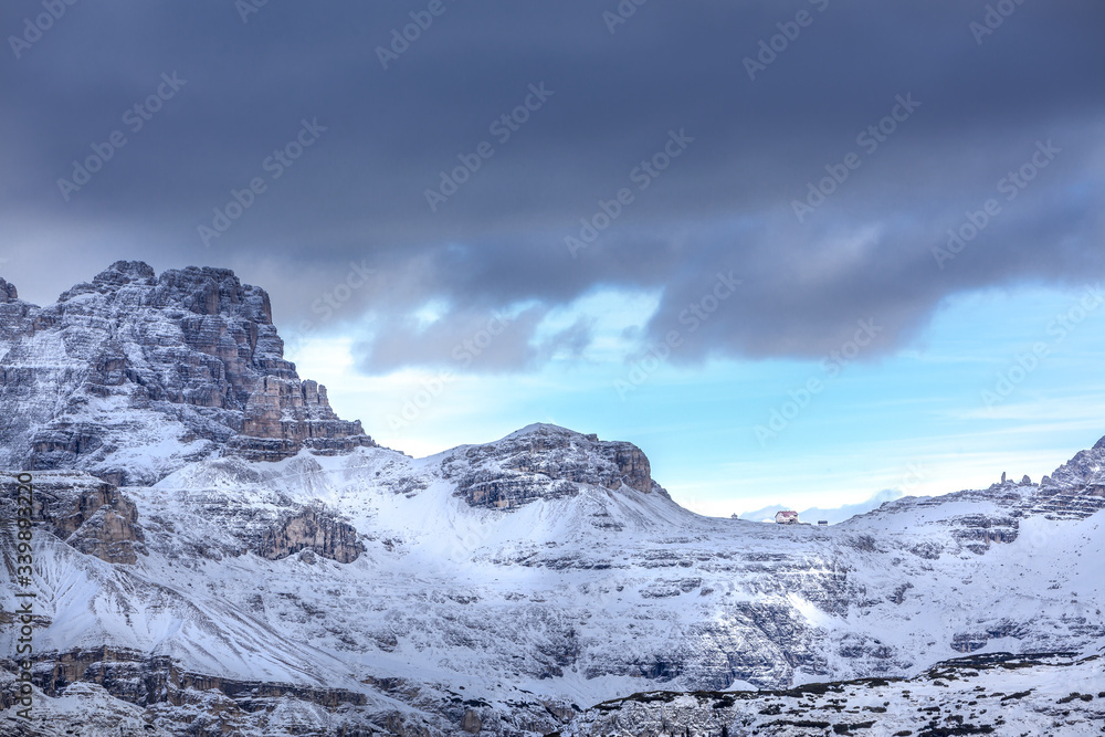 Dolomites and refuge in the winter