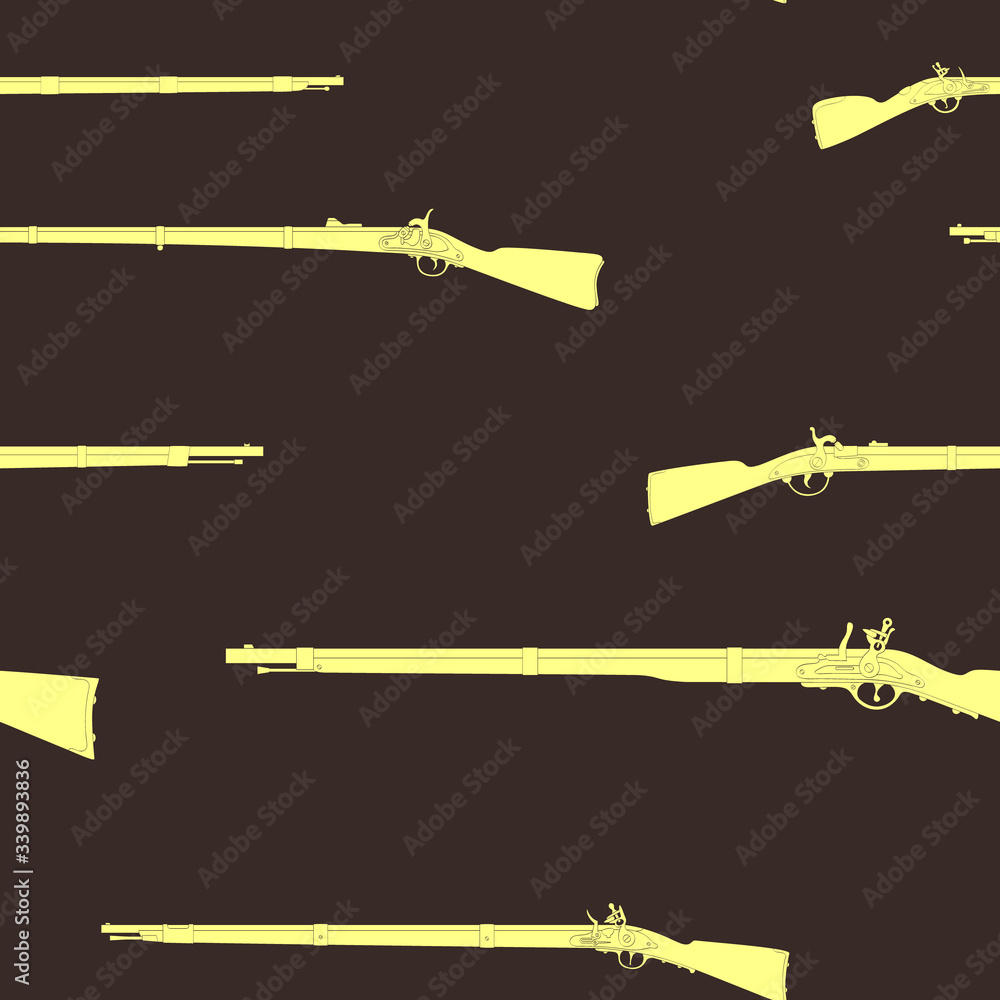 Fototapeta premium Seamless vector pattern with Antique Rifles 