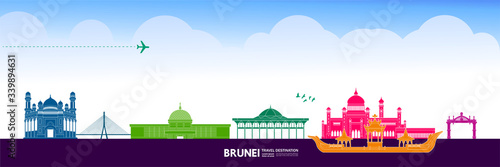 Brunei  travel destination grand vector illustration. 