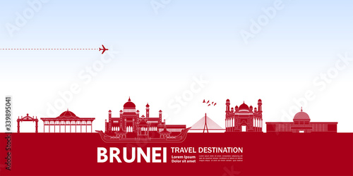 Brunei travel destination grand vector illustration. 
