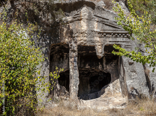 Daedalus rock tomb turkey in the city of Fethiye, Turkey.