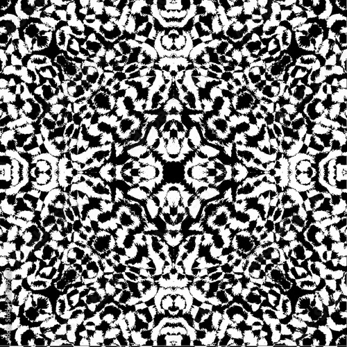 Multicolored kaleidoscopic patterns of black and white, abstract square background for design