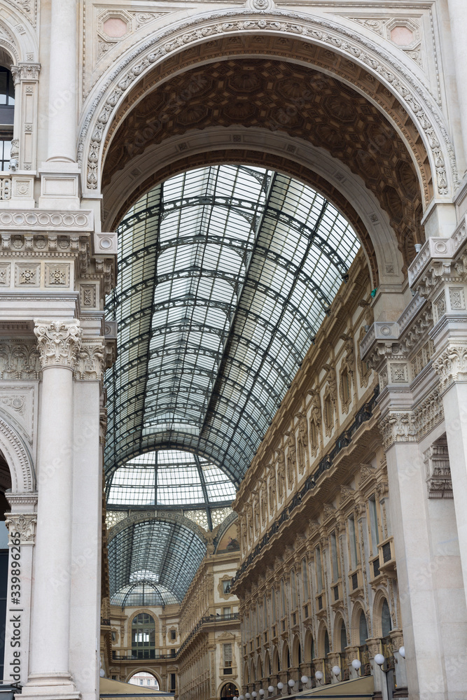Ceiling of Vittorio Emanuele II Gallery: shopping mall in Milan in the form of a Pedestrian Covered Street Ceiling of Vittorio Emanuele II Gallery: shopping mall in Milan in the form of a Pedestrian Covered Street