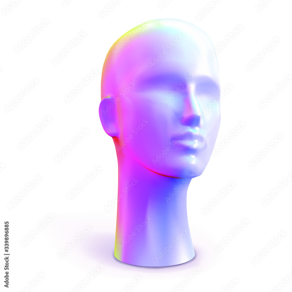 Head of female mannequin trendy iridescent neon color. Vector illustration. Head of female mannequin trendy iridescent neon color. Vector illustration.