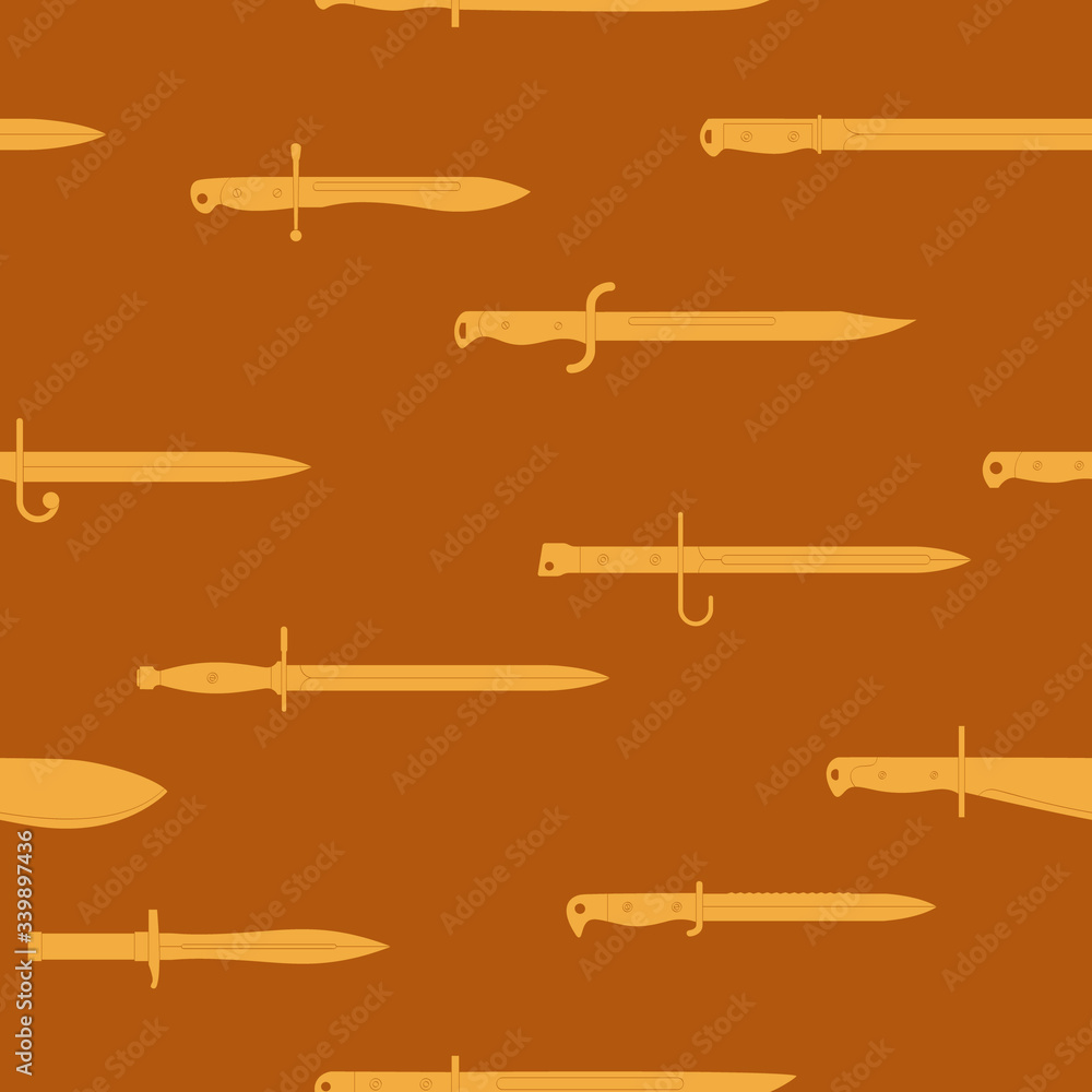 Seamless vector pattern with bayonet knives