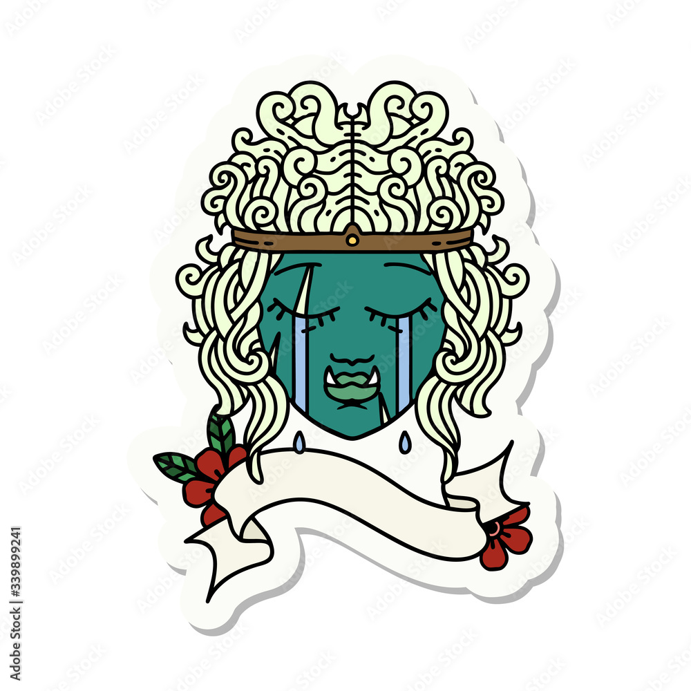 crying orc barbarian character face sticker crying orc barbarian character face sticker