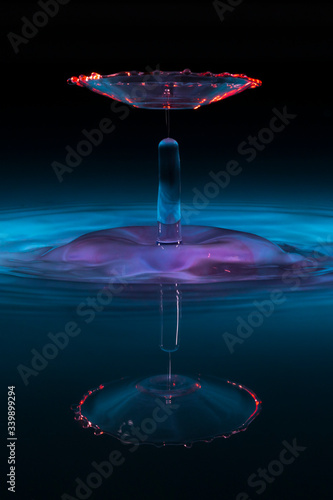water drop collision on black background