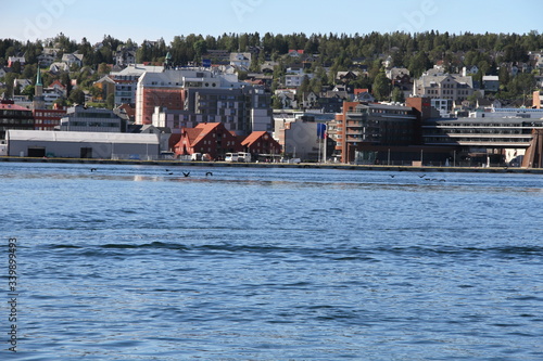  tromso tromsø  water travel tourism sea coast nature port blue landscape sky harbor architecture europe boatship mountain summer bay view city beautifull  photo