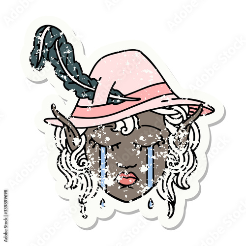crying elf bard character face illustration