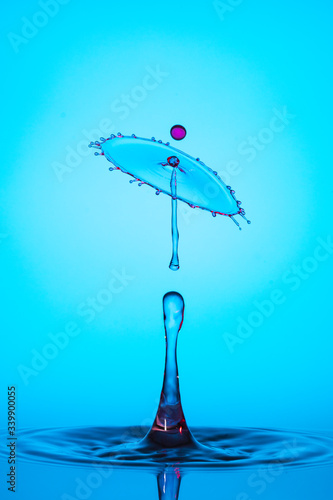 water drop collision on blue background