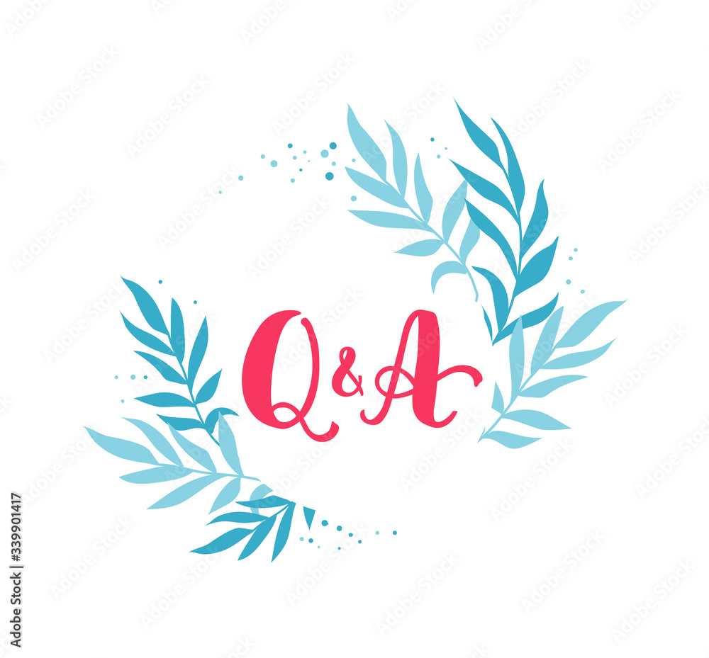 Fototapeta premium Q and A or question and answer lettering. Design template of post in social for blog.