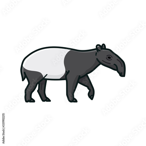 Malayan tapir isolated vector illustration for Tapir Day