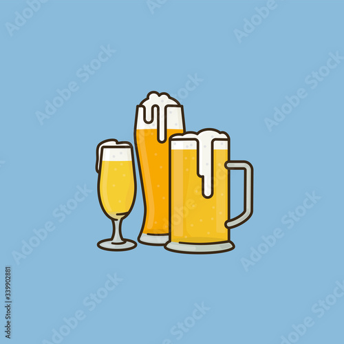 Variety of beer glasses vector illustration German Beer Day