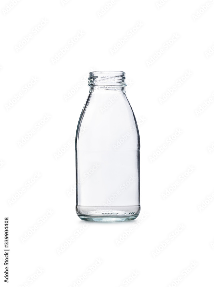 empty glass bottle on white background empty glass bottle on white background