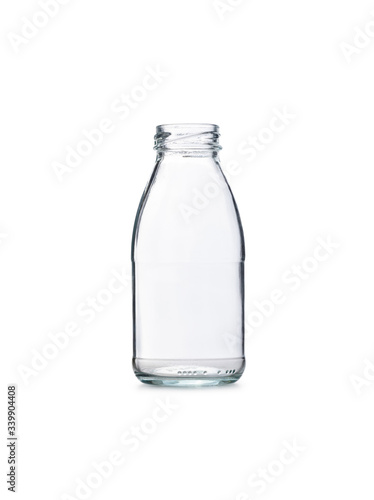 empty glass bottle on white background