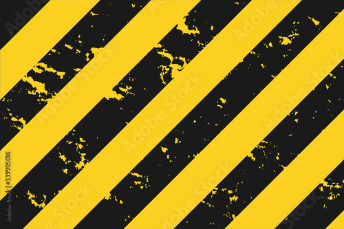Illustration of yellow and black stripes. Symbol of hazardous and radioactive substances. Traditional background with grunge effect. Vector illustration