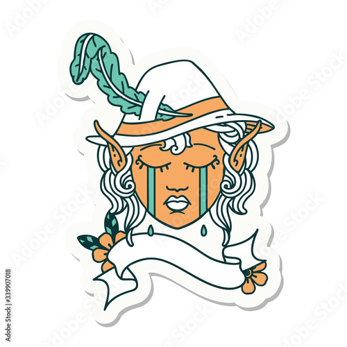 crying elven bard character sticker