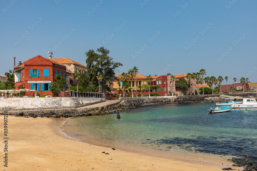 Traditional architecture at Goree island, Dakar, Senegal. West Africa.