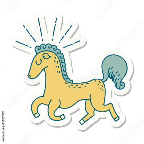 sticker of tattoo style prancing stallion