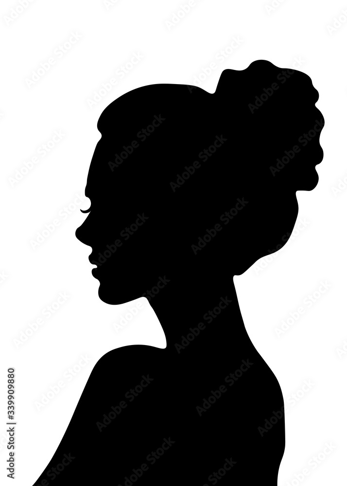 woman profile, black, white woman, silhouette,