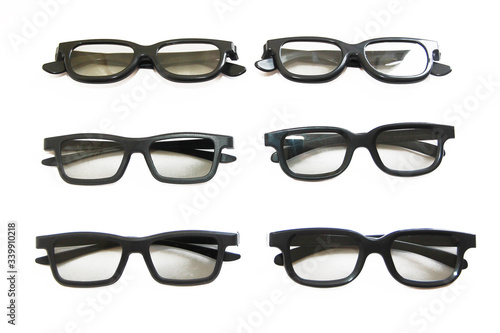glasses with lenses in black plastic frames