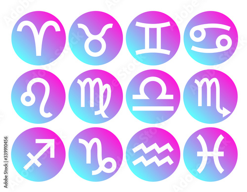 Zodiac signs icons vector illustration.