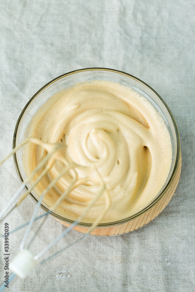 Trendy iced frothy ultra fluffy Dalgona instant Coffee drink Trendy iced frothy ultra fluffy Dalgona instant Coffee drink