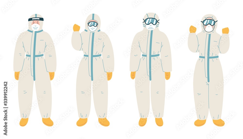 Man in protective white suit. Protection from biological contamination. Man in protective white suit. Protection from biological contamination.