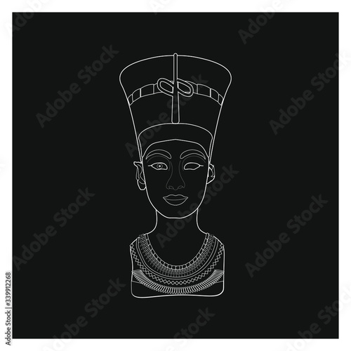 Statue of Neferu Aton Nefertiti who was an Egyptian queen. illustration for web and mobile design.