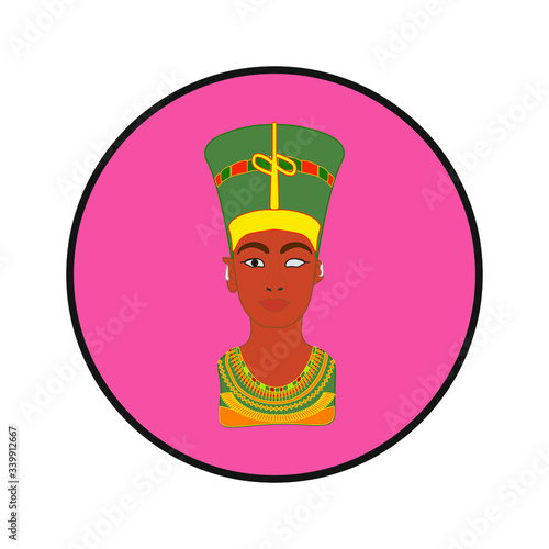 Statue of Neferu Aton Nefertiti who was an Egyptian queen. illustration for web and mobile design.