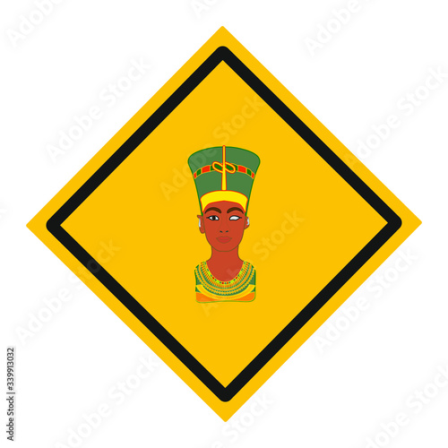 Statue of Neferu Aton Nefertiti who was an Egyptian queen. illustration for web and mobile design.