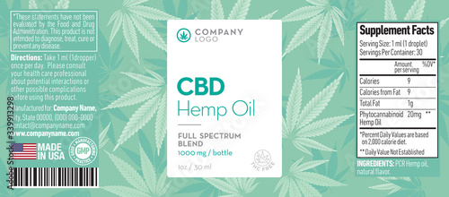 CBD Oil Bottle Label Template Design