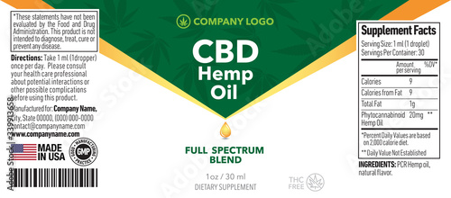 CBD Oil Bottle Label Template Design