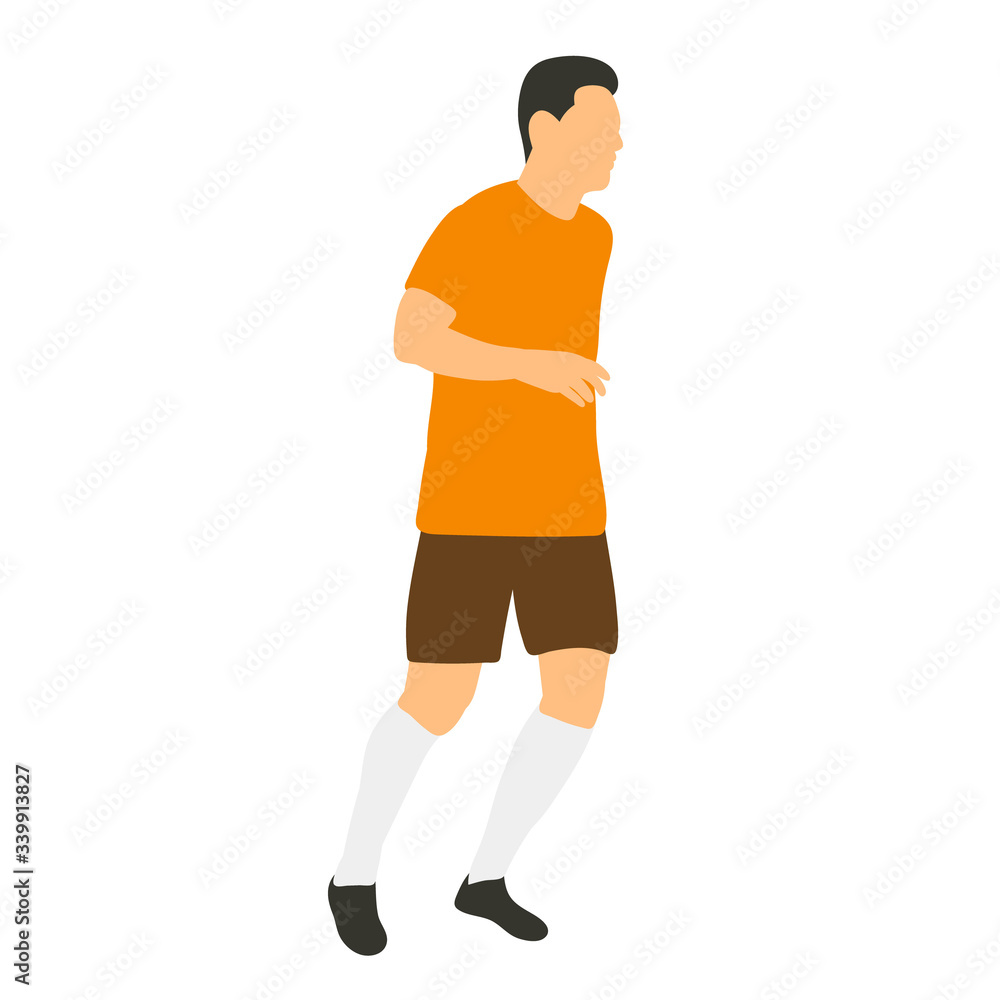 vector, on a white background, in a flat style a football player runs, sport