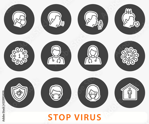 Coronavirus icons set. Vector illustration isolated.