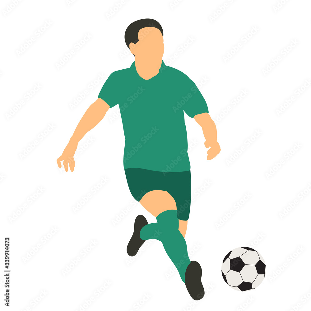 vector, on a white background, in a flat style soccer player with a ball