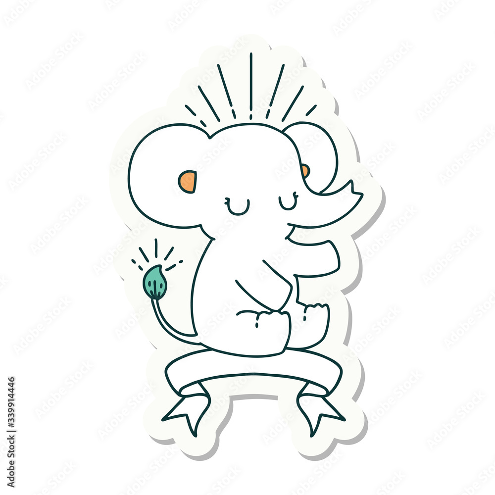 sticker of tattoo style cute elephant sticker of tattoo style cute elephant