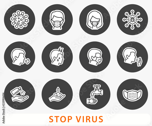 Coronavirus icons set. Vector illustration isolated.
