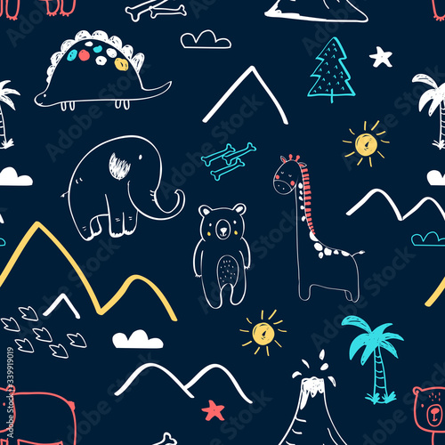Animals seamless pattern print design. Vector illustration design for fashion fabrics, textile graphics, prints.