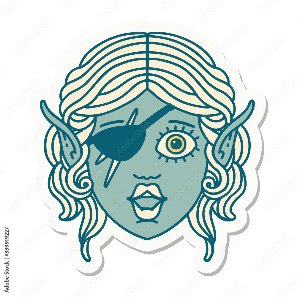 elf rogue character face sticker elf rogue character face sticker
