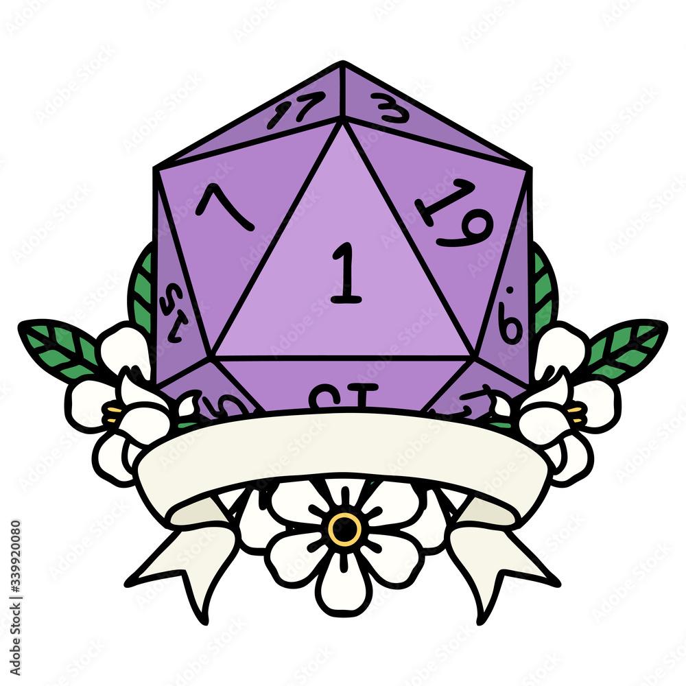 natural one d20 dice roll illustration natural one d20 dice roll illustration