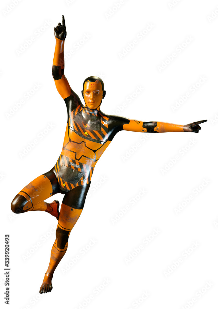 3D Rendering Male Robot on White 3D Rendering Male Robot on White
