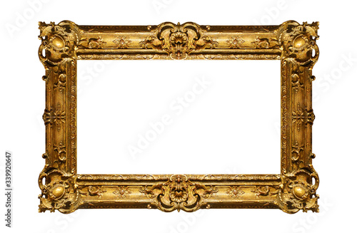 antique golden picture frame, isolated photo