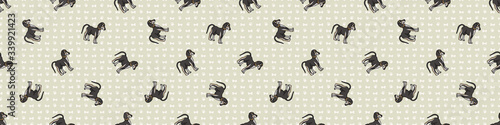 Hand drawn cute saluki puppy breed seamless border pattern. Purebred pedigree domestic dog background. Dog lover borzoi pet washi ribbon. Kennel pooch EPS 10.  photo