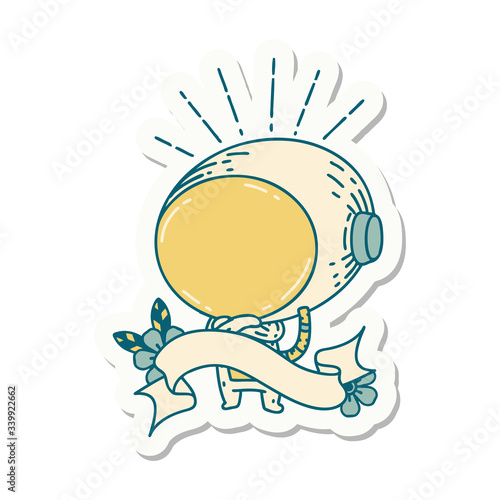 sticker of tattoo style astronaut