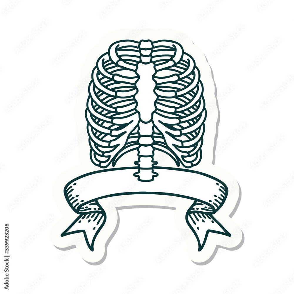 tattoo sticker with banner of a rib cage tattoo sticker with banner of a rib cage