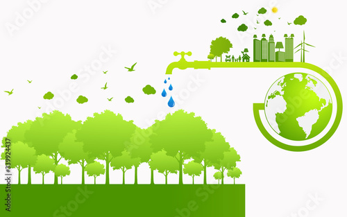 Ecology concept with water droplet vector illustration