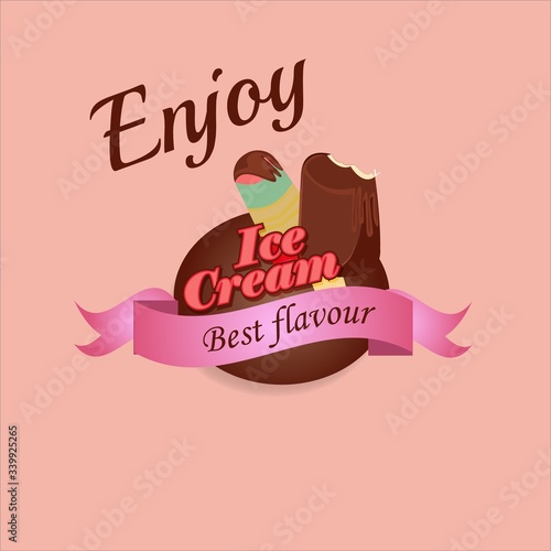 Ice cream emblems  labels and badges chocolate for summer