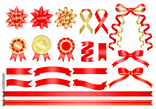 赤色のリボン　イラストセット
