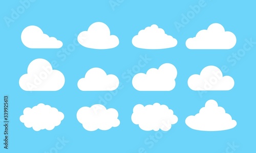 Cloud set icon in white on an isolated blue background. EPS 10 vector